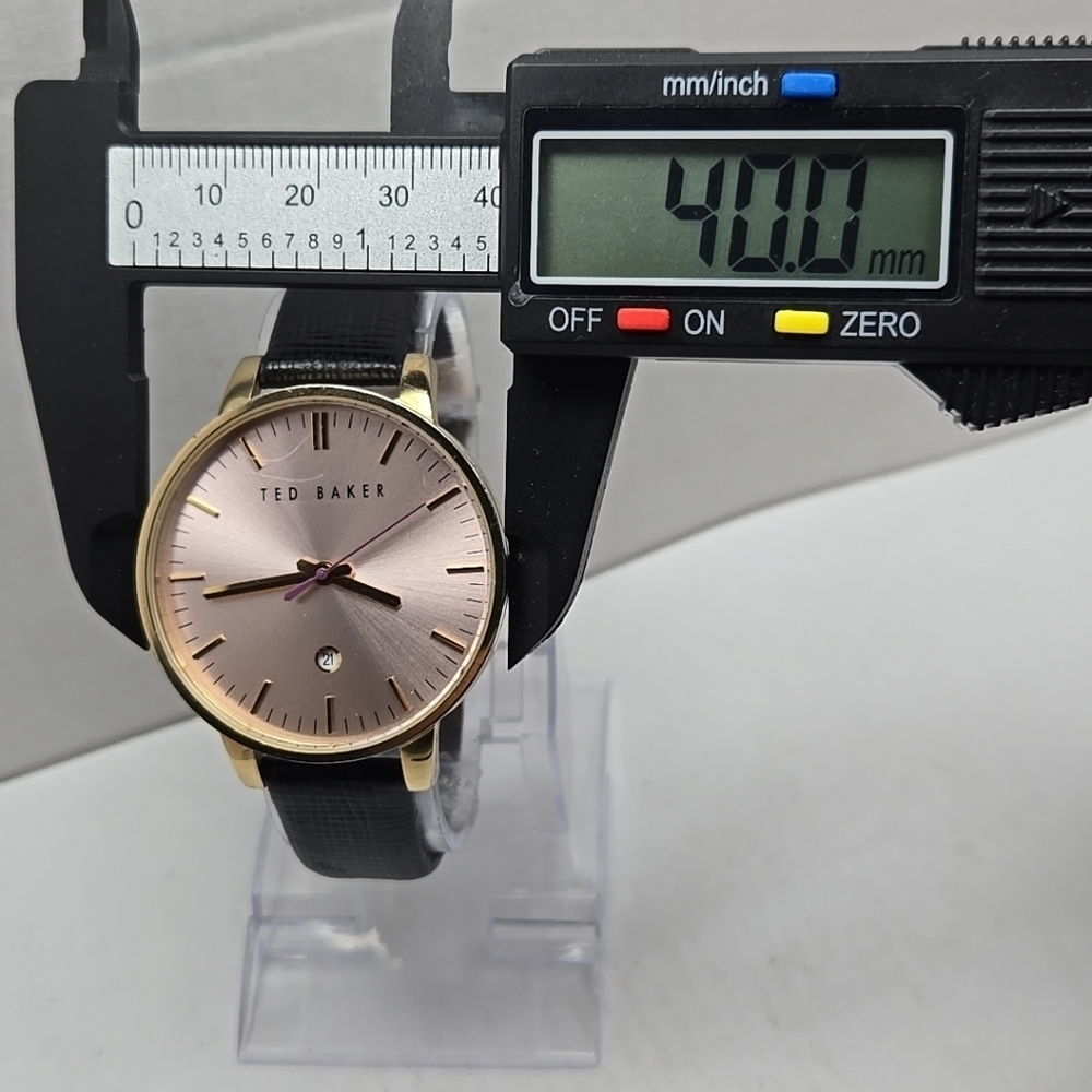 Ted Baker Kate Women's Watch Pink Date Dial Black Leather Band New Battery View 4
